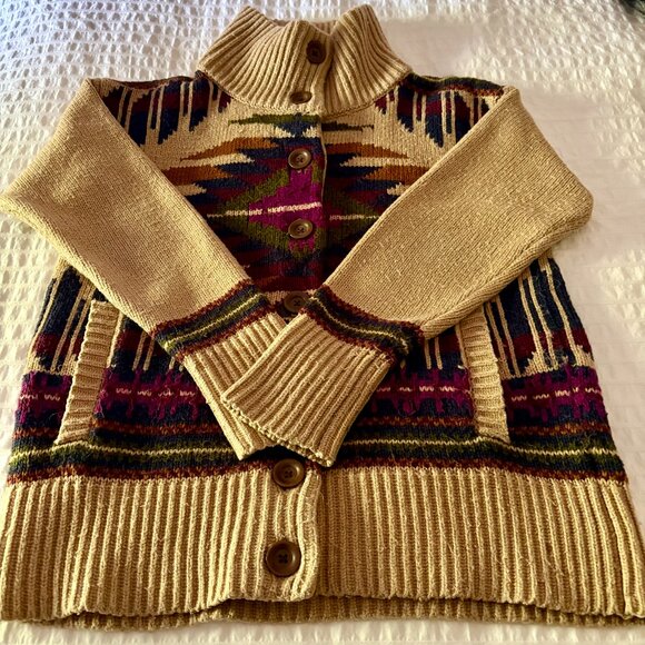 Eddie Bauer Aztec Southwest Western wool-blend cardigan women's size large - Picture 1 of 6